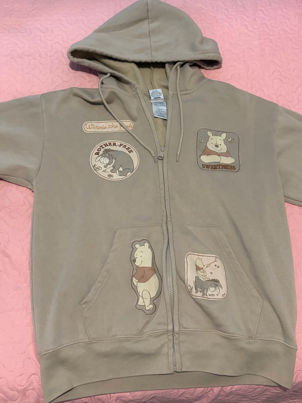 Disney Beige Winnie the Pooh Hooded Zip Sweatshirt